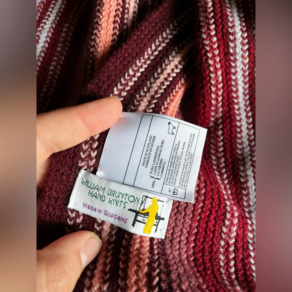 William Brunton hand knits multicolor 100% lambs wool scarf - Picture 2 of 3